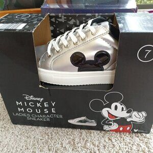 New Aldi Mickey Mouse Size 7 Silver Sneakers NIB Womens
